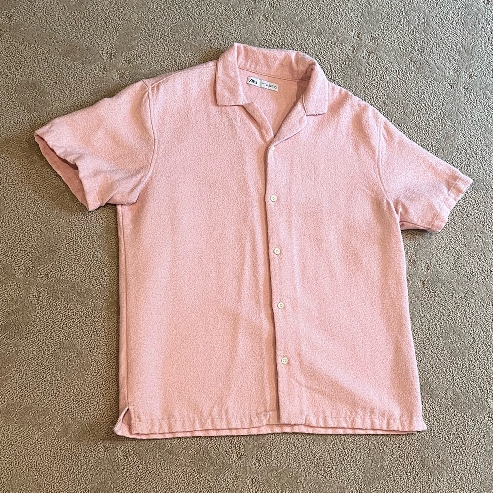 Zara Men's Light Pink Casual Button Down Shirt